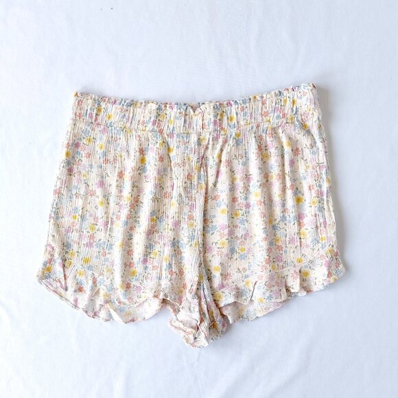 Hippie Rose Pants - Hippie Rose soft pink ditsy floral print boho chic short rayon shorts size xl